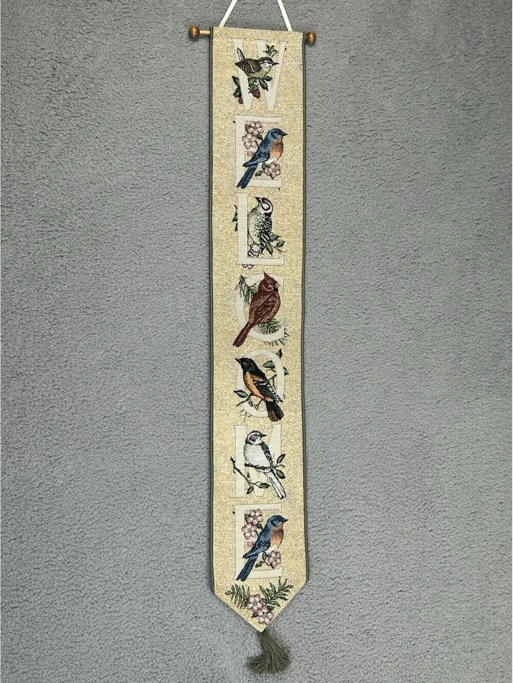 Nancy Shumaker Pallan Bird Watchers Welcome Home Woven Tapestry 6.75